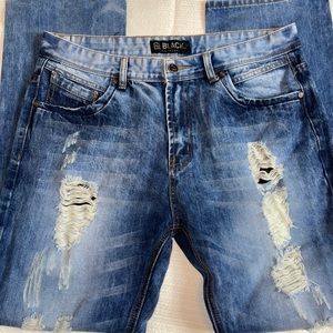 CJ BLACK PREMIUM BLUE JEANS DISTRESSED 34/32